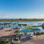 aerial view of Days Inn parking next to Lake Okeechobee